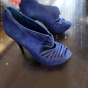 Blue suede heels